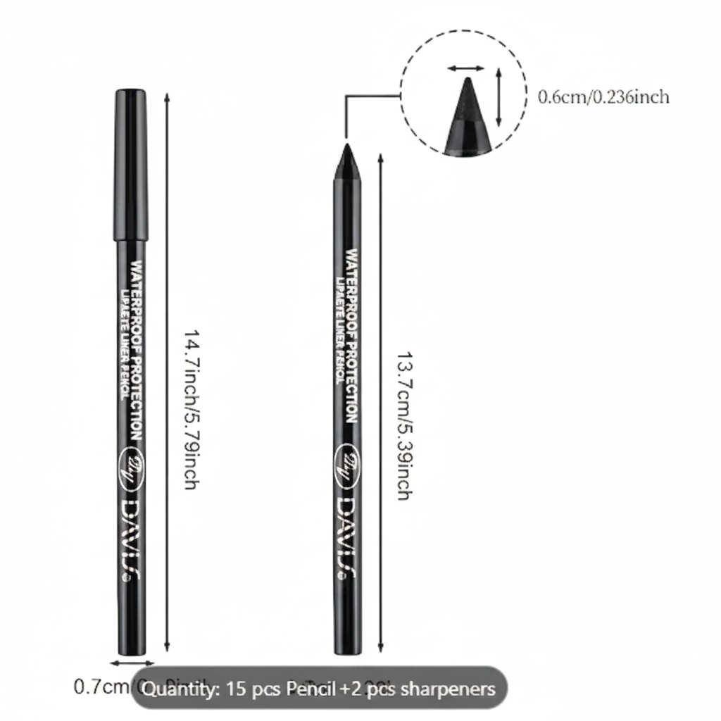 Eye shadow pencil size dimensions diagram